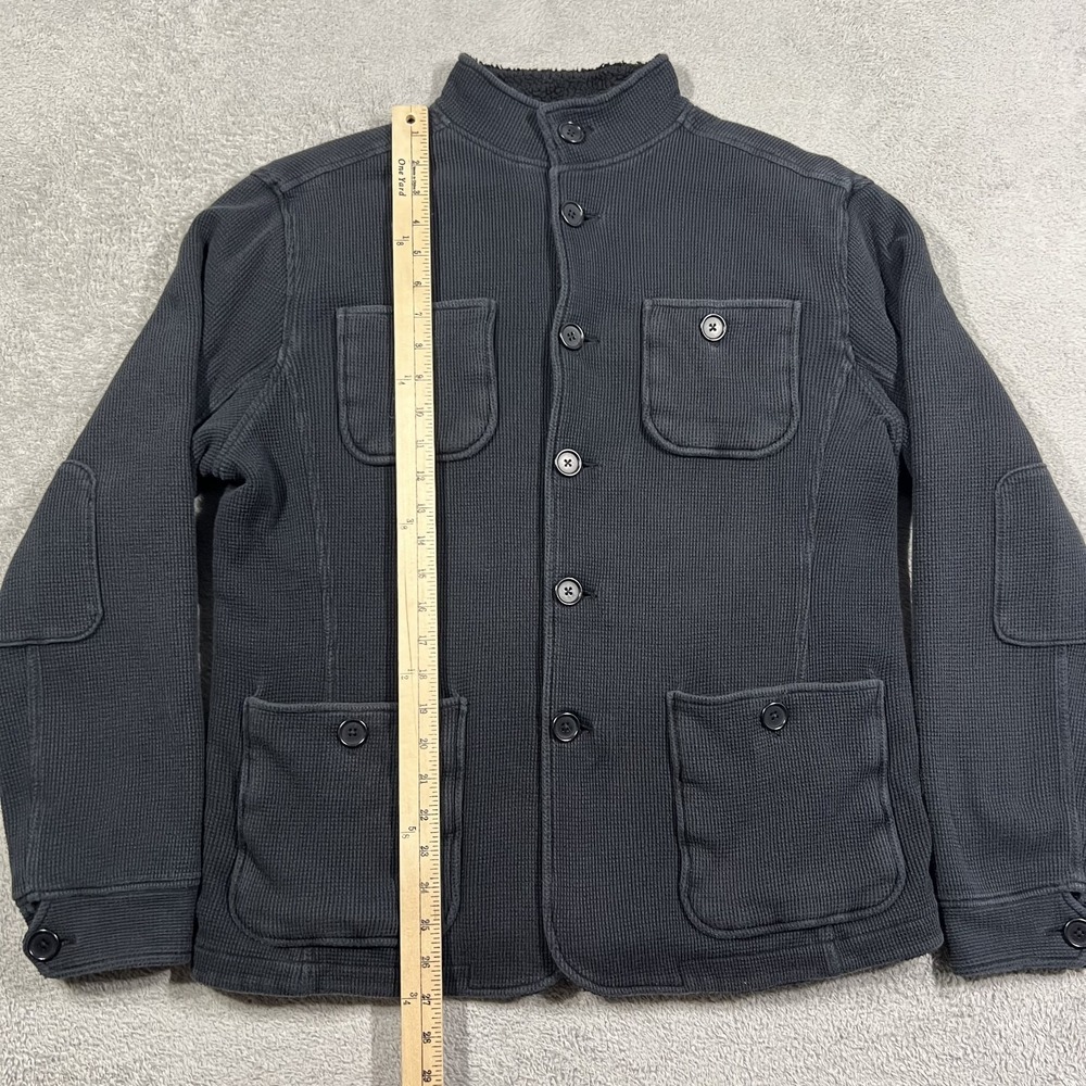 John Varvatos Waffle Knit Chore Jacket Mens Large Fleece Linner Elbow Patches - Picture 5 of 14